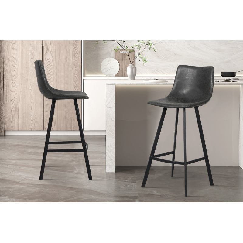 Tabouret de bar Ozan PU Noir - Style et Confort