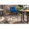 Chaise de comptoir 'Juta' en velours bleu - Élégance et confort