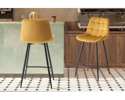 Chaise de comptoir 'Juta' en velours or - Élégance et confort