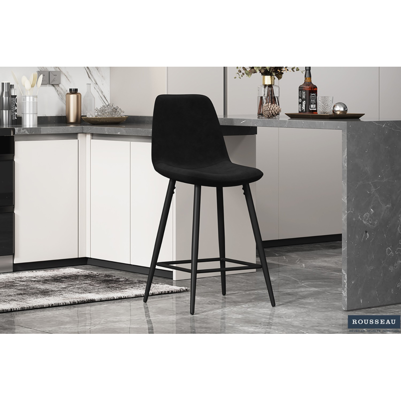 Chaise de comptoir Boy velours noir - Élégance et confort pour votre intérieur