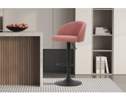 Tabouret de bar 'Arda' en bouclé rose - Élégance et confort