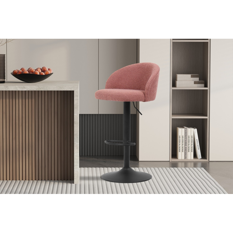 Tabouret de bar 'Arda' en bouclé rose - Élégance et confort