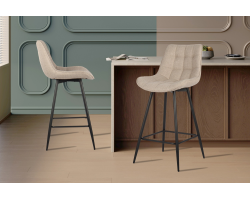 Chaise de comptoir 'Ariba' - Tissu Ote Montego 178 Beige/Gris clair