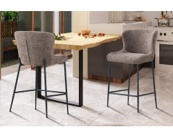 Chaise de comptoir 'Lisa' en bouclé sable - Meubles modernes