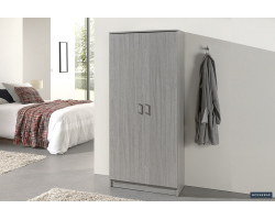 Armoire de rangement Ray 2 portes et 4 étagères en chêne gris