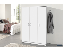 Armoire de rangement Ray - 3 portes et 4 étagères blanc