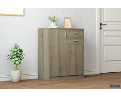 Commode 'Space' 2 portes 2 tiroirs Sonoma - Style moderne et fonctionnel