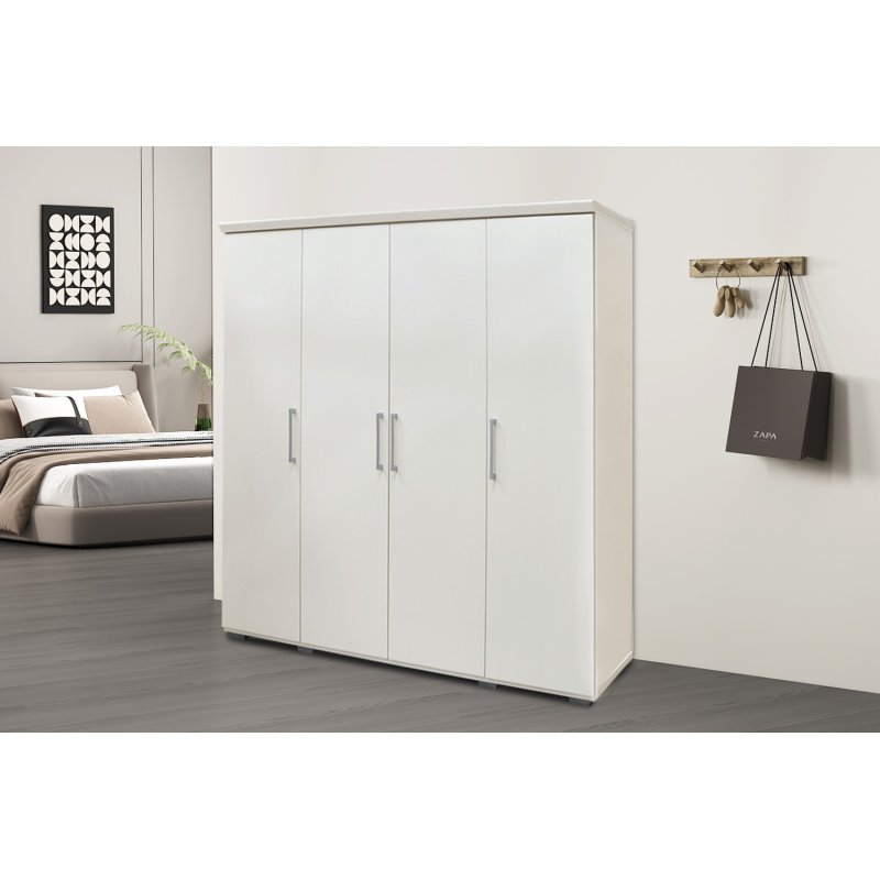 Armoire 'Mike' 4 portes Blanc - Meubles modernes