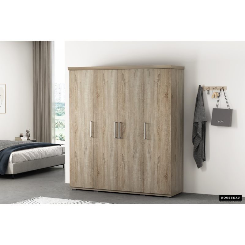 Armoire 'Mike' 4 portes Sonoma - Mobilier moderne et fonctionnel