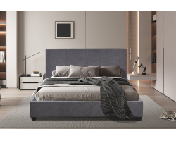 Lit 'Roma' 160x200 avec sommier Tissu Gris - Élégance et Confort