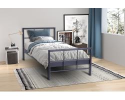 Lit 'Davy' 90x200 en métal gris foncé - Meubles modernes