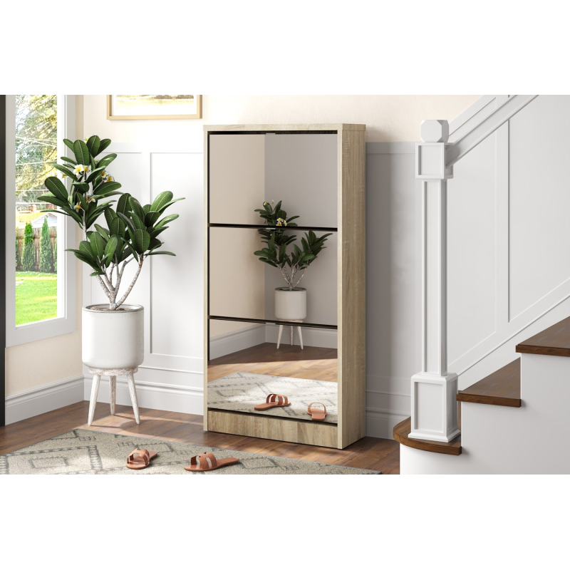 Rangement chaus. 'Mex' avec miroir et 3 tiroirs - Meuble élégant