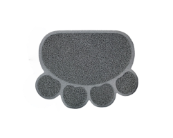 Tapis gamelle et litière patoune anthracite pour chats
