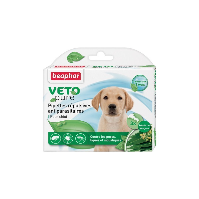 Pipettes répulsives anti-parasitaires Beaphar Chiot - Protection efficace