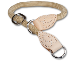 Ensemble luxe laisse et collier ROUNDROPE NATURAL 14mm pour chiens