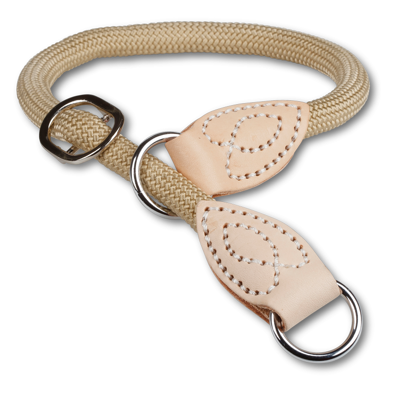 Ensemble laisse et collier luxe ROUNDROPE NATURAL 12mm pour chiens