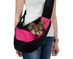Sac ventral Sling rose et noir pour chiens et chats