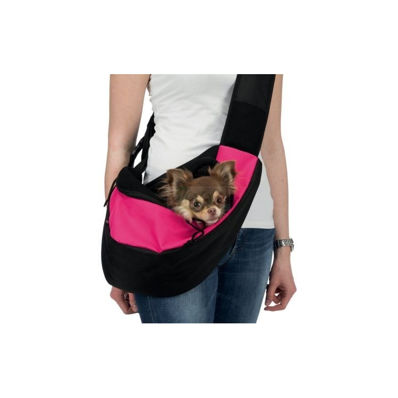 Sac ventral Sling rose et noir pour chiens et chats