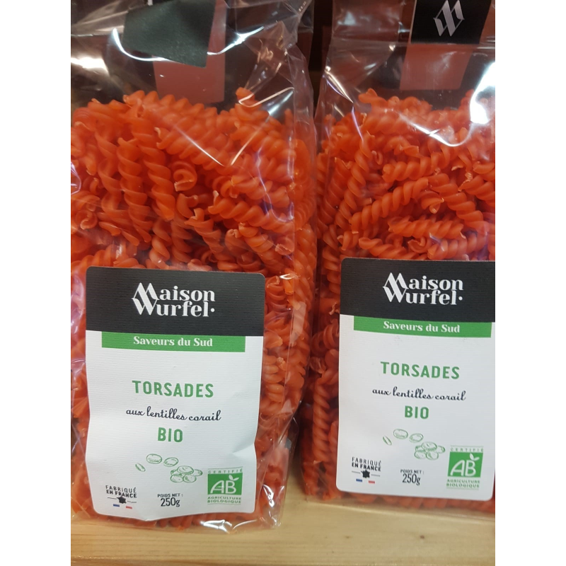 Torsades aux lentilles corail Bio - Épicerie Fine