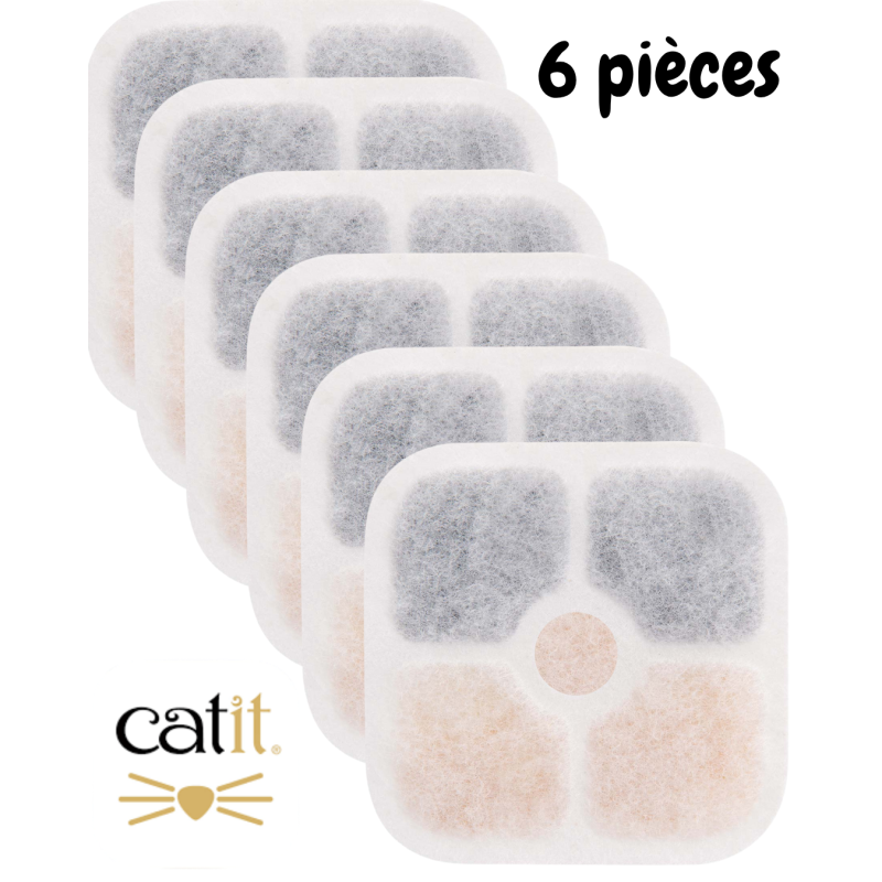 Lot de 6 filtres pour fontaine à eau Catit PIXI - Hydratation saine pour votre chat