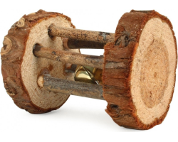 Rouleau de jeu avec clochette en bois naturel pour rongeurs