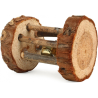 Rouleau de jeu avec clochette en bois naturel pour rongeurs