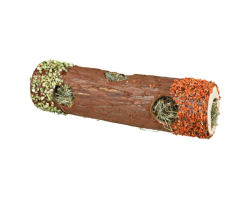 Tube en bois avec foin - Accessoire pour rongeurs haut de gamme
