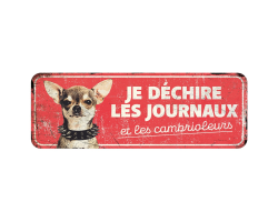 Panneau d'avertissement chihuahua humour - Plaque en métal
