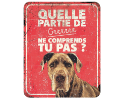 Panneau d'avertissement Dog Allemand - Plaque humoristique en métal