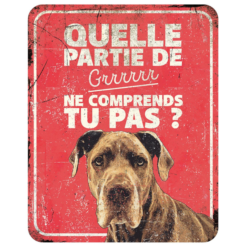 Panneau d'avertissement Dog Allemand - Plaque humoristique en métal