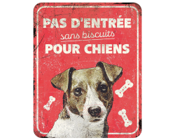Panneau d'avertissement Jack Russel - Plaque humoristique en métal