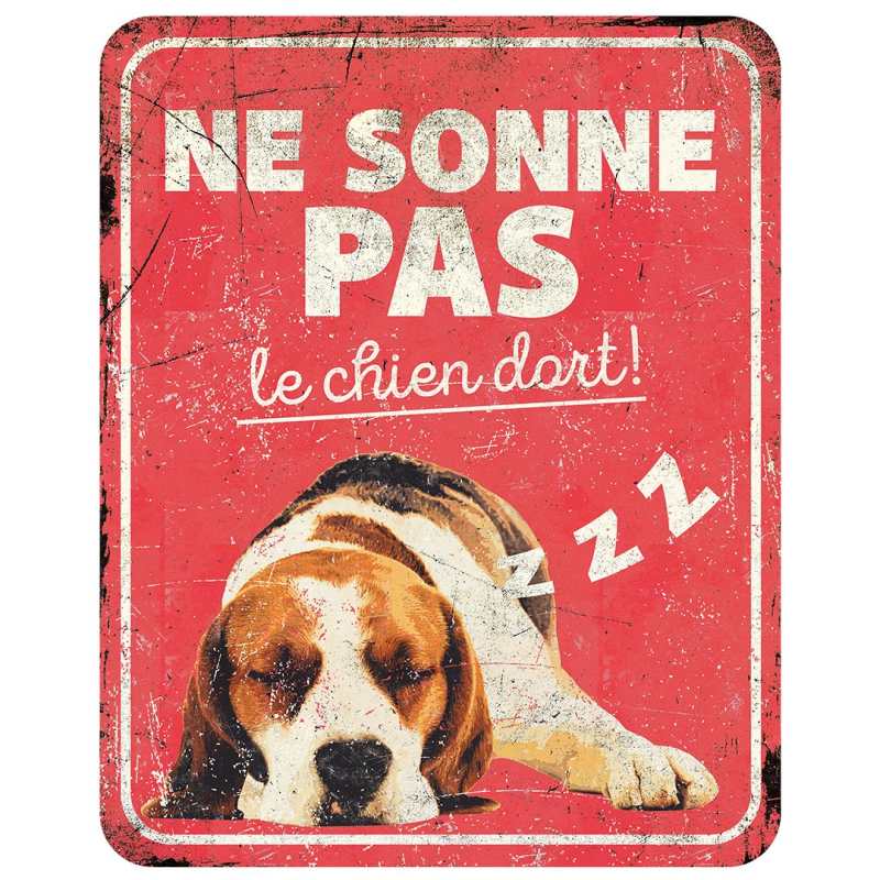 Panneau d'avertissement beagle - Décoration humoristique pour la sécurité