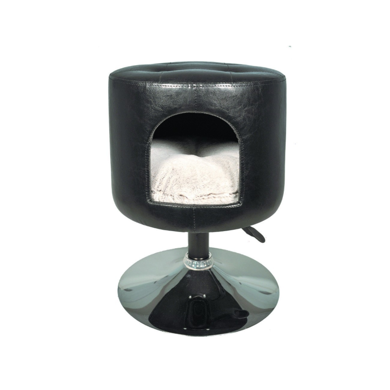 Pouf sur pied similicuir Gwen noir - Confort et design pour votre chat
