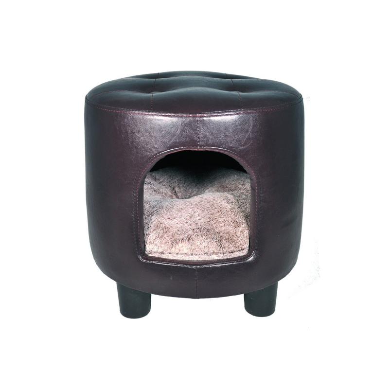 Pouf similicuir Gwen brun - Confort et design pour animaux