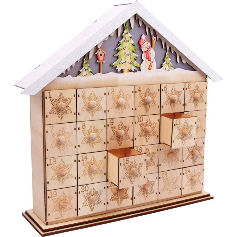 Calendrier de l'avent vide en bois avec éclairage LED