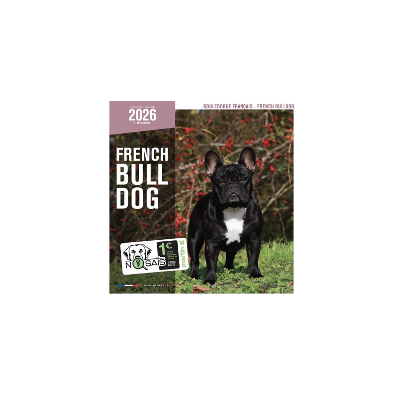 Calendrier chien 2026 - Bouledogue français - Martin