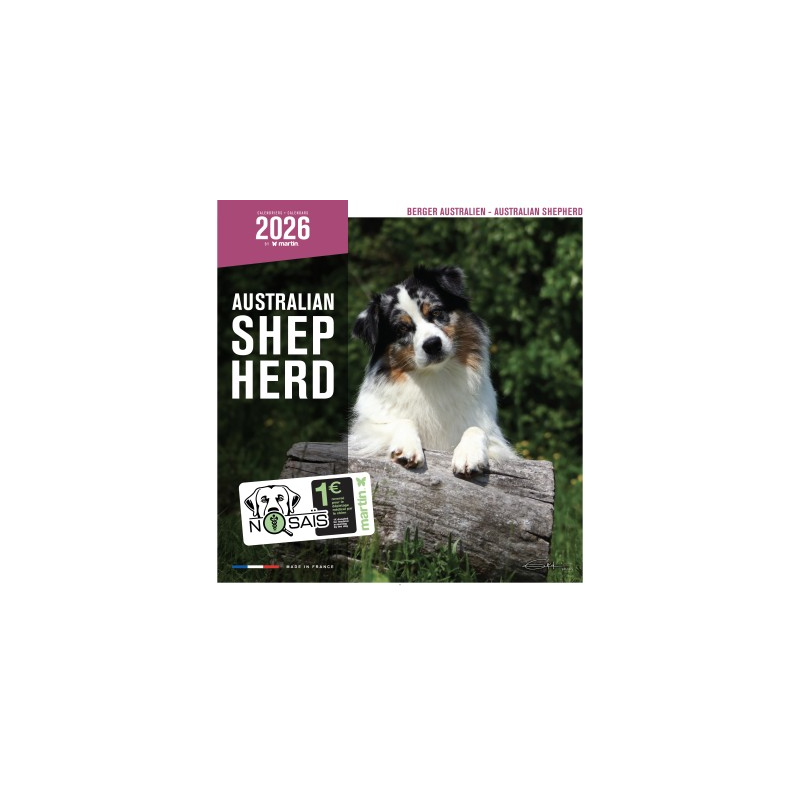 Calendrier Chien 2026 - Berger Australien - Martin | Mural et Pratique