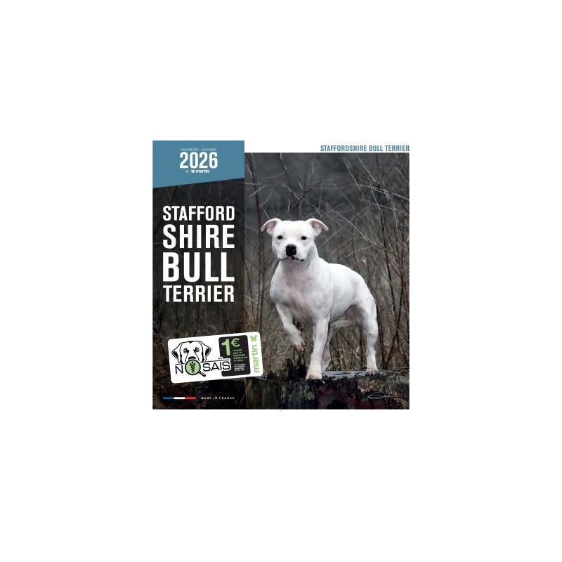 Calendrier chien 2026 - Stafford Shire Bull Terrier