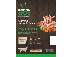 Croquettes sans céréales à l'agneau pour chien INSTINCTIV CROC