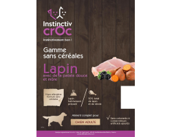 Croquettes sans céréales au lapin pour chien adulte - Instinctiv Croc