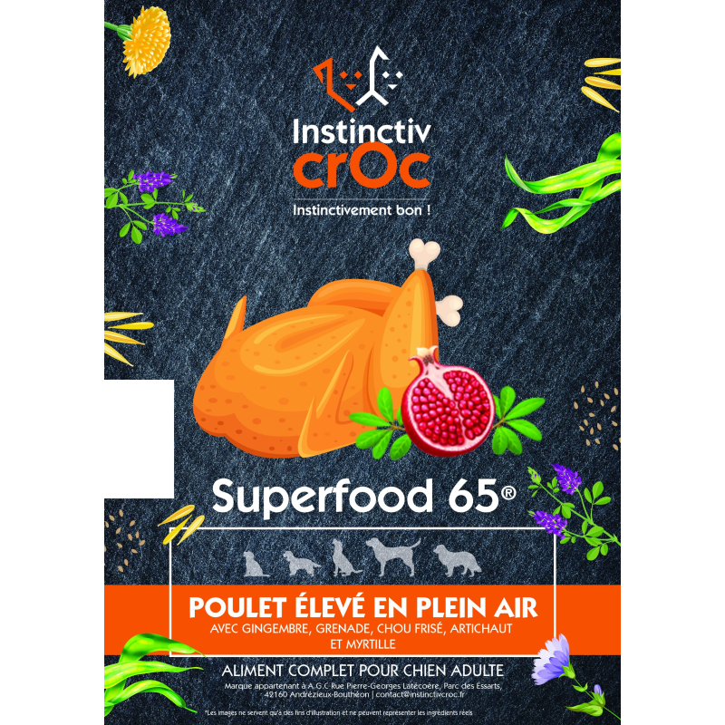 Croquettes Superfood - Poulet élevé en plein air - Instinctiv crOc pour chiens