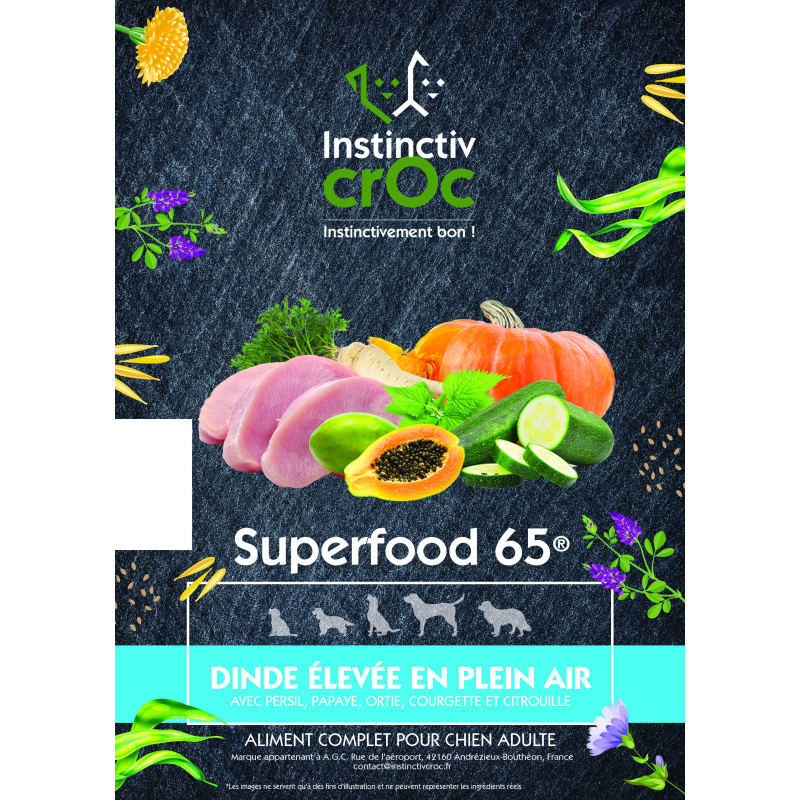 Croquettes Dinde Élevée en Plein Air Superfood - Alimentation Saine pour Chiens