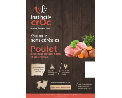 Croquettes sans céréales au poulet pour chien de petite race - INSTINCTIV CROC