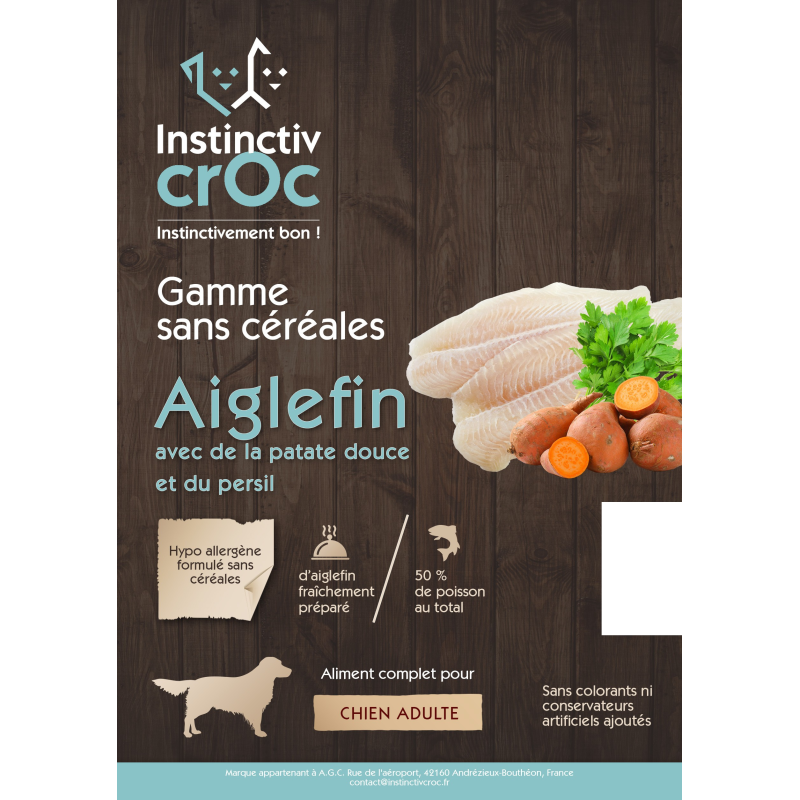 Croquettes sans céréales à l'aiglefin - Instinctiv CROC pour chien