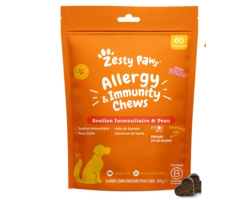 Friandises Zesty Paws Soutien Immunitaire & Peau pour Chiens - 60CT