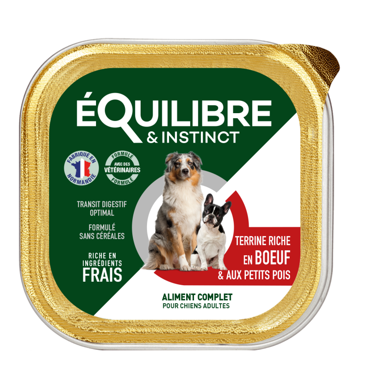 Pâtées pour chien adulte riches en boeuf et petits pois - La Normandise