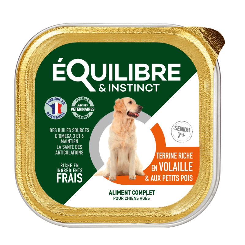 Pâtées riches en volaille & petits pois pour chien âgé - Alimentation complète