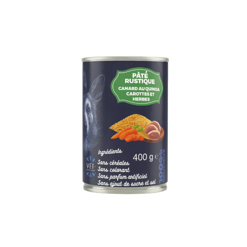 Pâtée rustique chiens canard et quinoa - 400g
