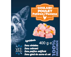 Pâtée premium pour chiens style goulash au poulet et potiron