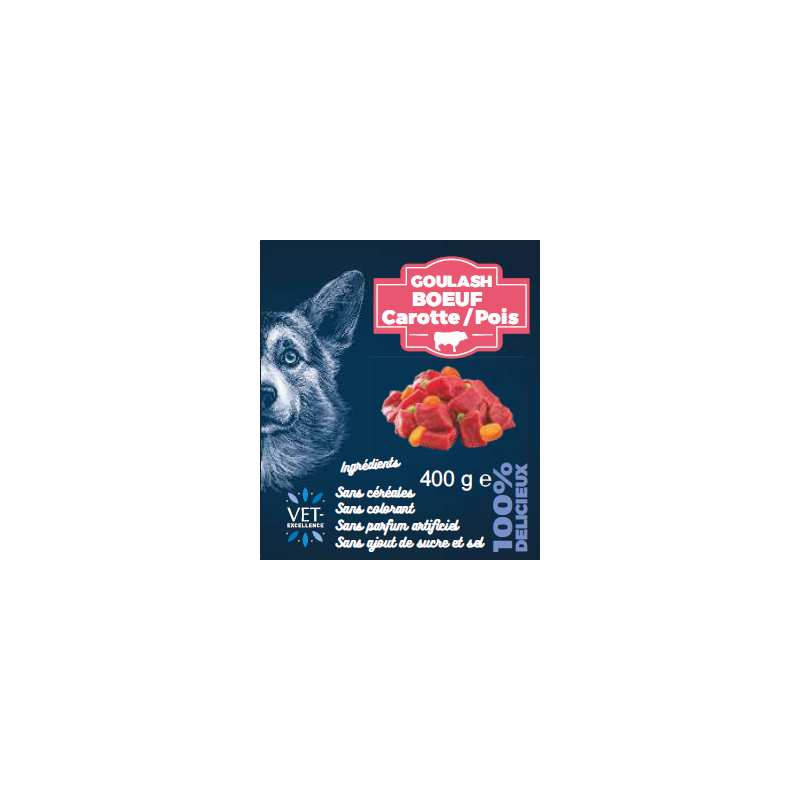 Pâtée style goulash boeuf et carottes pour chiens | Nutrition haut de gamme